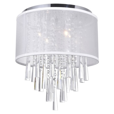 Cwi Lighting 4 Light Drum Shade Flush Mount With Chrome Finish 5519C13C (Off White)